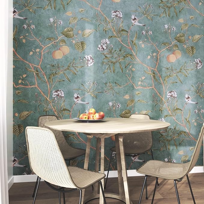 Laatse Vintage Leaf Wallpaper Peel and Stick 17.5" x 393", Sage Green | Self Adhesive/Removable/Waterproof/Thick Vinyl Contact Paper for Bathroom Bedroom Shelf Cabinet Drawer,Prepasted,Easy Peel - Image 4