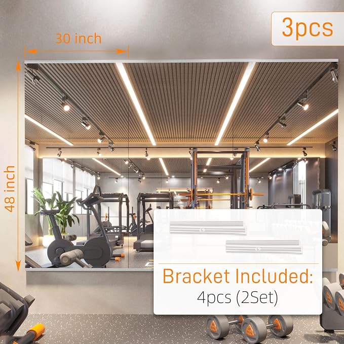 pertetey 48 x 30 in Home Gym Mirrors, Frameless, 3-Pack - Image 6