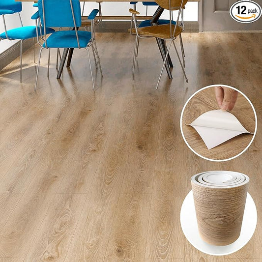 Lareko Peel and Stick Floor Tile, Waterproof Vinyl Plank Flooring | 12-Pack 18 Sq.Ft , Self-Adhesive Laminate Vinyl Tiles,Realistic Wood Grain for DIY Bathroom, Laundry Room & Rental Upgrades by Lareko