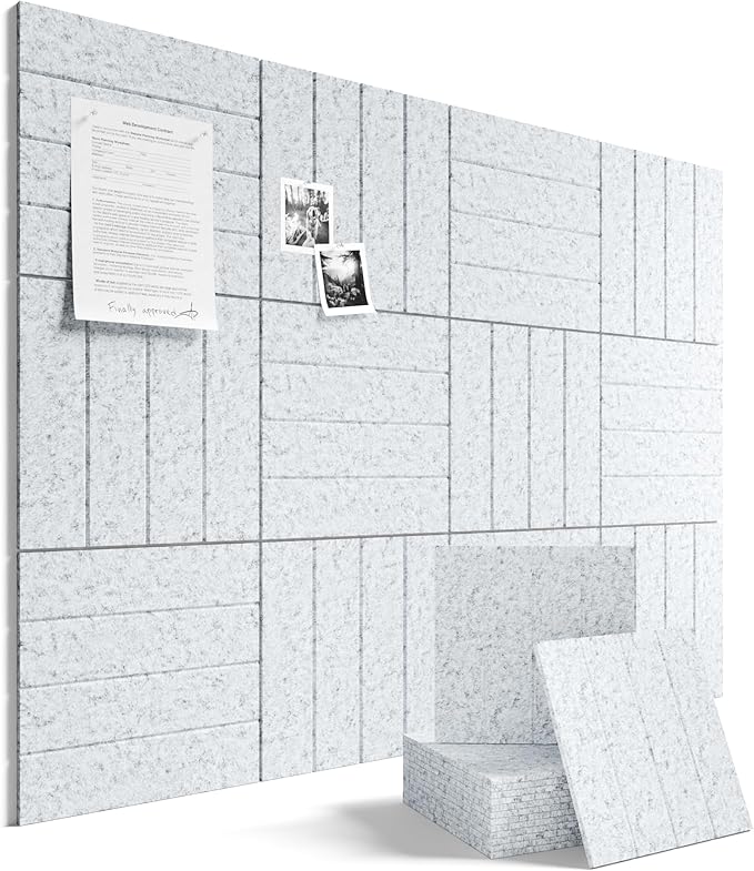 Fluxynara 48" x 36" Large Felt Bulletin Board, Light Gray | 12 Pack Cork Board Alternative with 60 Safe Adhesive Tabs, Pin Boards for Wall Decor, Home, Office, Classroom,Dorm by FLUXYNARA