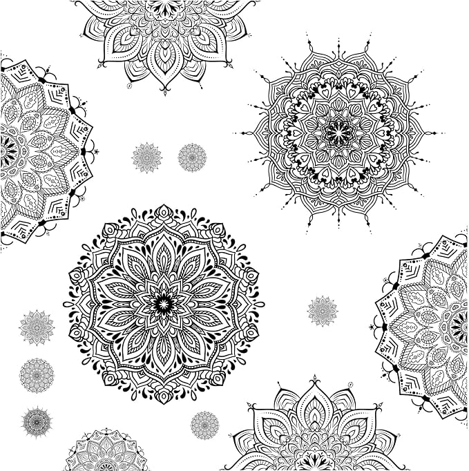 Kazova Large Mandala Wall Sticker Black Peel and Stick Art Murals Boho Mandala Decals for Bedroom Living Room Farmhouse Yoga Home Decoration - Image 8