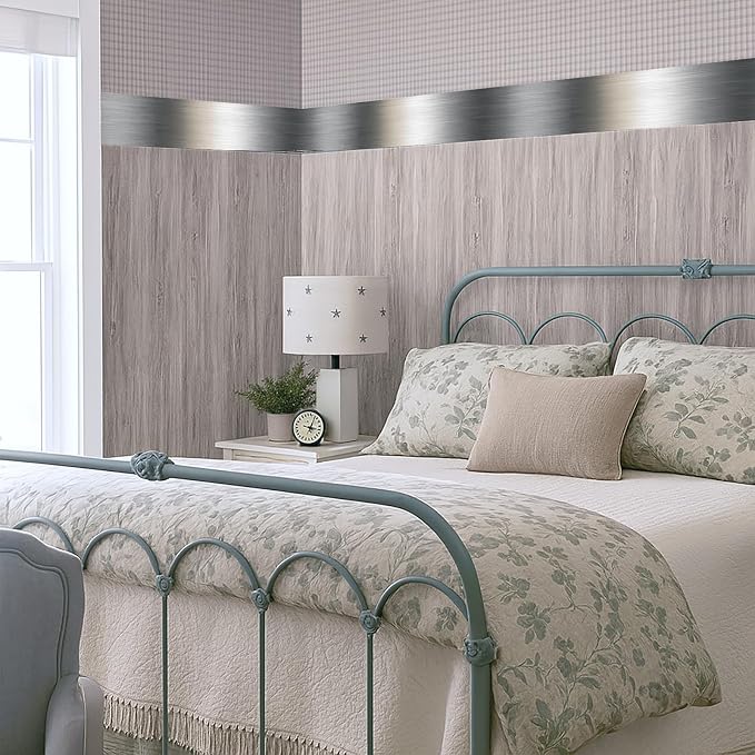 Metallic Stripe Wallpaper Border 196x4 Inch Peel and Stick Wall Border Silver Grey Brushed Metal Pattern Removable Vinyl Wall Trim for Kitchen Bathroom Living Room Office Decor - Image 7