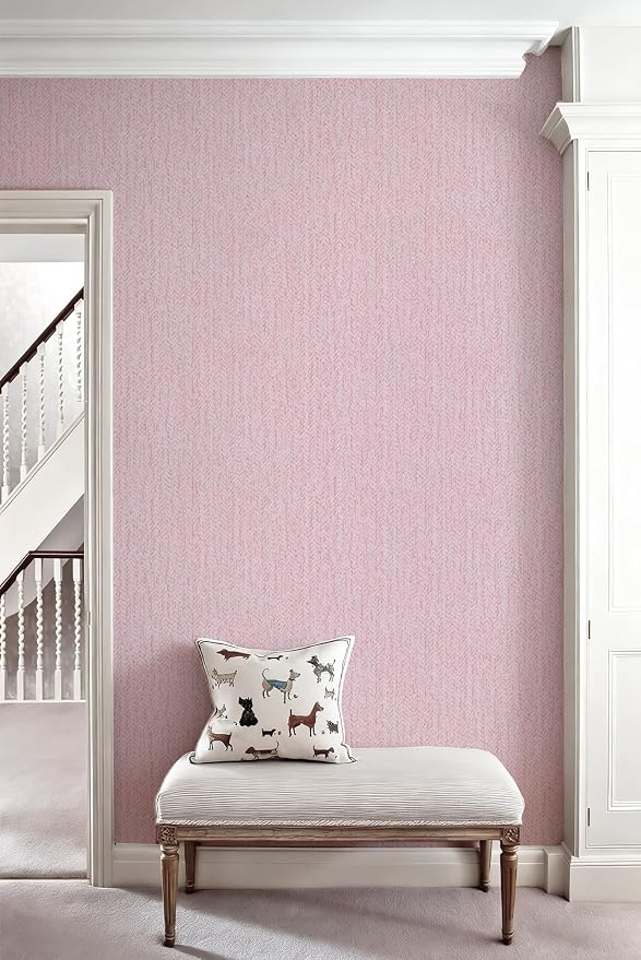 Pink Grasscloth Peel and Stick Wallpaper Fabric Paper 16in x 118in | Faux Linen Vintage Wallpaper Textured Removable Wall Paper Grass Cloth Cabinets Bedroom for Cabinet Self Adhesive Vinyl - Image 7
