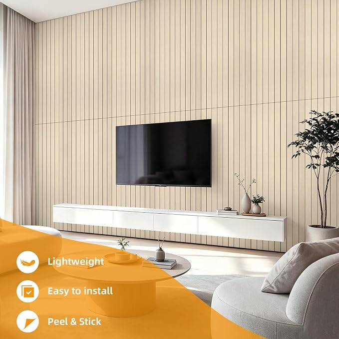 WOWSTAR 6-Pack Peel and Stick PVC Wood Slat Wall Panel，Thickened Wood Grain Wallpaper, 3D Wall Panels, 48" x15.74", Teak - Image 9