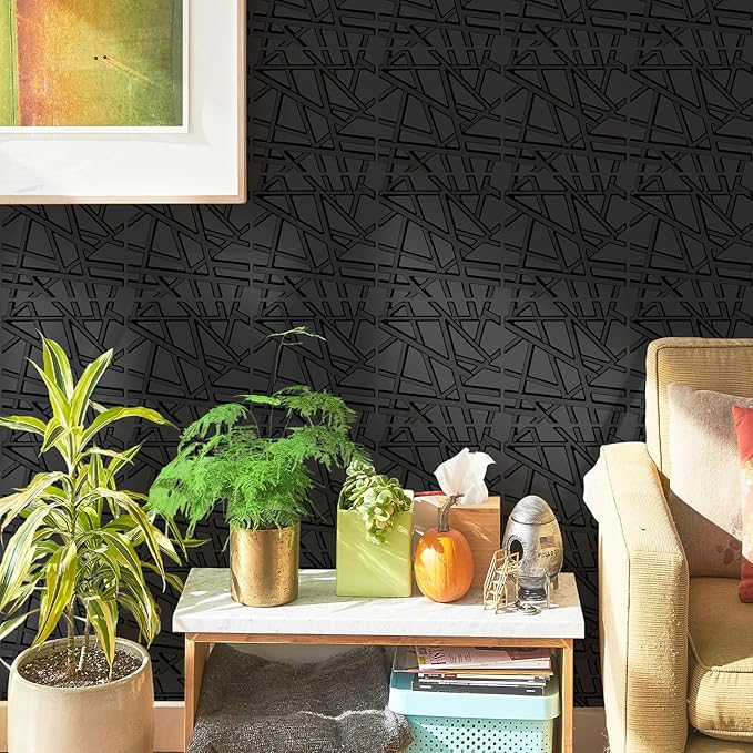 LEVOWAY 33 Pack 3D Wall Panels for Interior Wall Decor, 11.8''x11.8'' Black Accent Textured Wall Panels, Wall Covering Panles for Living Room, Gaming Room, TV Background, Cover 32 Sq.Ft - Image 3