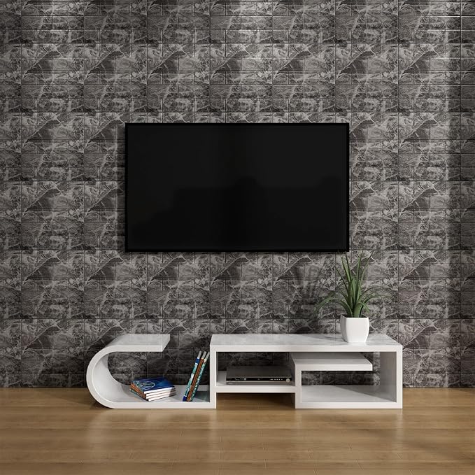 Faux Brick Wall Panels, 20 PCS, Grey White | 3D Wall Panels Peel and Stick, XPE Foam 3D Wallpaper, Self-Adhesive Faux Stone Wall Panels for Bedroom, Stairs, Kitchen - Image 4