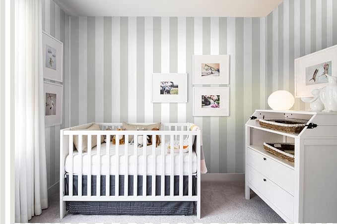 Guvana 17.7"x472" Grey and White Peel and Stick Wallpaper Striped Contact Paper Modern Self-Adhesive Wallpaper Gray Striped Waterproof Wall Paper for Bathroom Bedroom Decor - Image 3