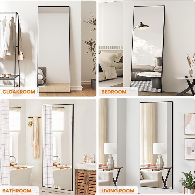 TRAHOME Full Length Floor Mirror 70"x24", Large Standing Body Mirror, Black - Image 3