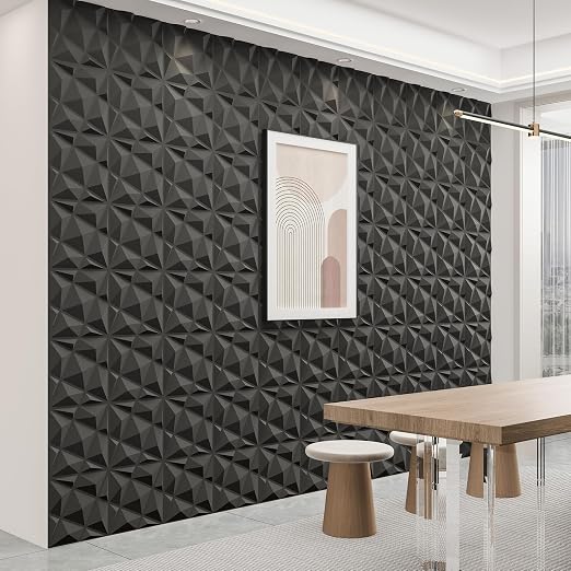 Art3dwallpanels 20 Pack 3D Wall Panels for Interior Wall Decor, 12''x12'' White Accent Diamond Panels for Gaming Room Bedroom TV Background, Black - Image 7