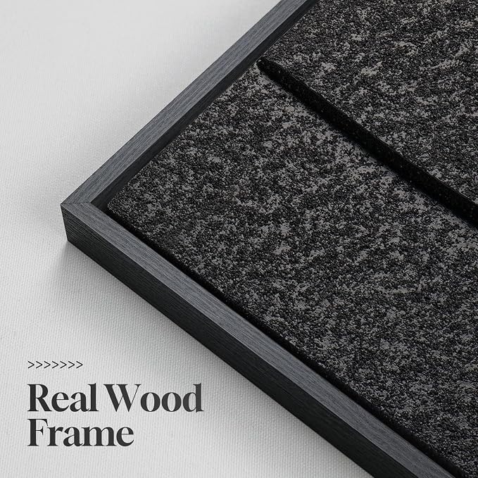 Large 3D Textured Modern Black Abstract Wall Art for Living Room, 3 Piece | Solid Wood Framed Artwork for Walls, Set of 3 All Black Texture Paintings, 24x36 In Big Pictures Wall Decor Bedroom Office - Image 5