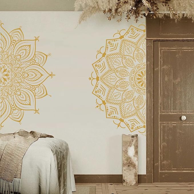 Half Mandala Wall Decal Mandala Wall Sticker Mandala Decals for Walls Flower Wall Stickers Removable Peel and Stick Wall Decals for Bedroom Living Room Yoga Studio Decor | Headboard vinyl decoration, yoga room decor, lotus peel and stick, removable, se... - Image 3