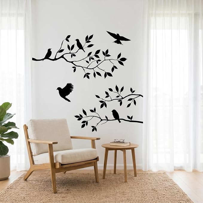 Picniva Birds and Blossoms Vinyl Wall Decal - 16" x 24" Removable Floral Bird Wall Stickers, Peel and Stick DIY Wall Art Decor for Living Room, Bedroom, and Nursery - Image 5