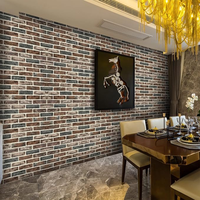 20-Pack 104 Sq.Ft 3D Wall Panels Peel and Stick 3D Faux Brick Wallpaper Peel and Stick Brown Grey Faux Stone Wall Panel Foam Brick Self-Adhesive 3D Wallpaper - Image 3