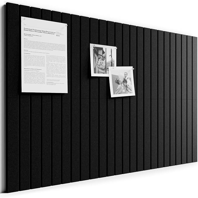 Bumusty 36"x 24" Large Felt Bulletin Board Tiles,Black | 6-Pack Cork Board Alternative, Wall Decor, 30 Pushpins, 30 Adhesive Tabs, Vision Board, Office, Classroom, Home, Dorm by BUMUSTY