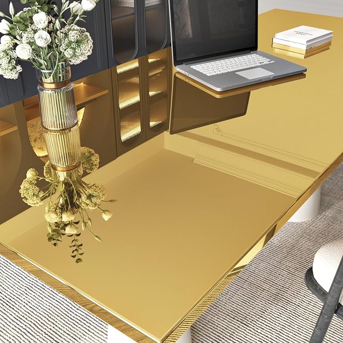Gold Mirror Wallpaper Mirror Sticker for Wall Wallpaper Glossy Wall Sticker Mirror Metallic Contact Paper Vinyl 15.75"x78" Reflective Non Glass Paper for Refrigerators Cabinets Crafts Countertop - Image 2