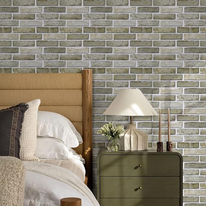 Commomy 3D Peel and Stick Faux Brick Wall Panels - 10pcs 15.74" x 11.8" | Ultralight Thin PVC Wall Sticker Fake Brick Wallpaper Tiles for Kitchen,Bedroom,Quick DIY Wall Decor(12.92 sq.ft) - Image 8