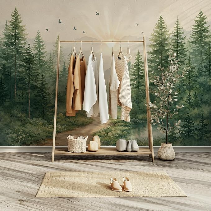 Pine Forest Wall Murals Peel and Stick Canvas Wallpaper | Large Removable Woodland Mural for Living Room Bedroom Office Home Decor and Accent Walls in Multiple Standard Sizes - Image 2