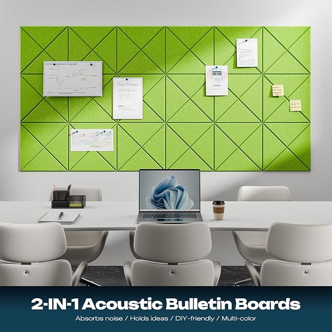 Sonicism 22 Pack X-Lined Acoustic Panels with Self-Adhesive, 12"X 12"X 0.4" Sound Proof Foam Panels, Decorative Soundproof Wall Panels, Sound Absorbing Tile for Home & Offices, Light Green - Image 4
