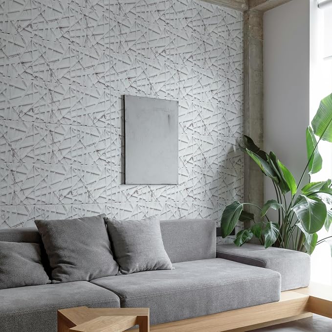 LEVOWAY 33 Pack 3D Wall Panels for Interior Wall Decor, 12''x12'' White Marble Accent Textured Wall Panels for Living Room, Gaming Room, TV Background, Cover 32 Sq.Ft - Image 3
