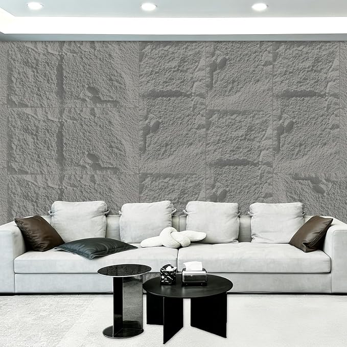 3D Faux Stone Wall Panels， 4 PCS PU Wainscoting Panel 47.2" x 23.6"×1.18 | Light Gray - Image 7