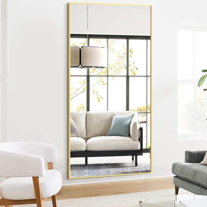 TRAHOME Full Length Floor Mirror 75"x35", Large Standing Body Mirror, Gold - Image 5