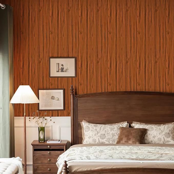 Wood Grain Contact Paper 17.3"x120" Cherry Wood Look Peel and Stick Wallpaper Vintage Removable Self Adhesive Vinyl Faux Wood Wallpaper for Cabinets Countertops Covering - Image 5