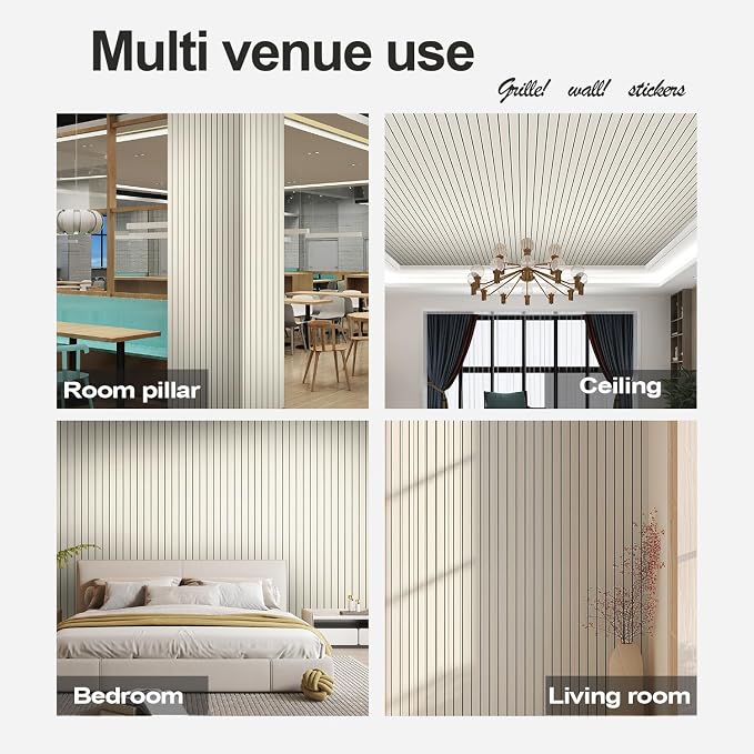 Chejiaye Peel and Stick 3D Wall Panel -15.75"x118"Soundproof Self-Adhesive Wall Sticker, Removable Thick PVC Slat Contact Paper for Kitchen Bedroom,Ceiling Wall Decoration Wood Grain (Light Grey) - Image 8