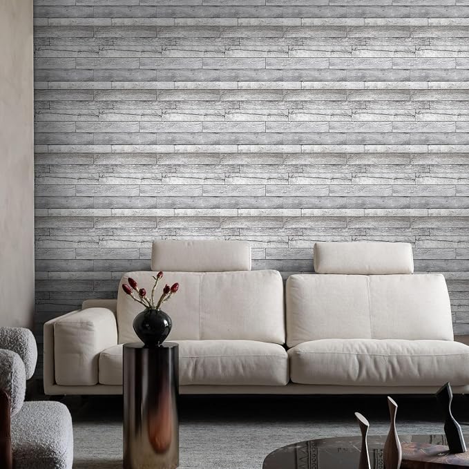 COMSTICKC 3D Faux Wood Wall Sticker Shiplap Peel and Stick for Wall Decor | 10 Pcs 11.8" x 11.8", Self-Adhesive Fake Wood Decorative Wall Panels Covering for Quick DIY Wall Upgrades, Cover 9.7 sq ft - Image 2