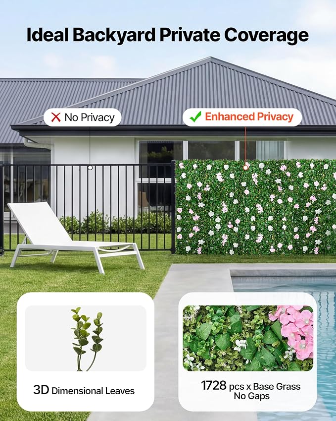 VEVOR Artificial Luxury‌ Flower Wall Backdrop, 2 PCS, Each Panel 2 x 8 ft, Gorgeous 3D Silk Floral Backdrop Pet Friendly, Easy Installation Flower Wall Panel for Wedding, Event, Party,Mixed Leaf - Image 3