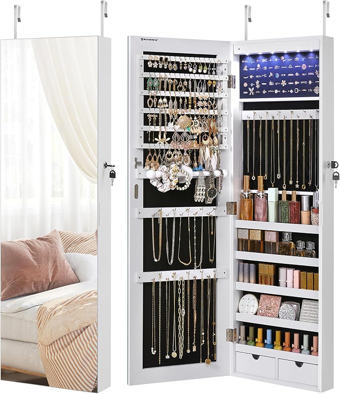SONGMICS Mirror Jewelry Cabinet Armoire, Wall or Door Mounted, Lockable by Unknown