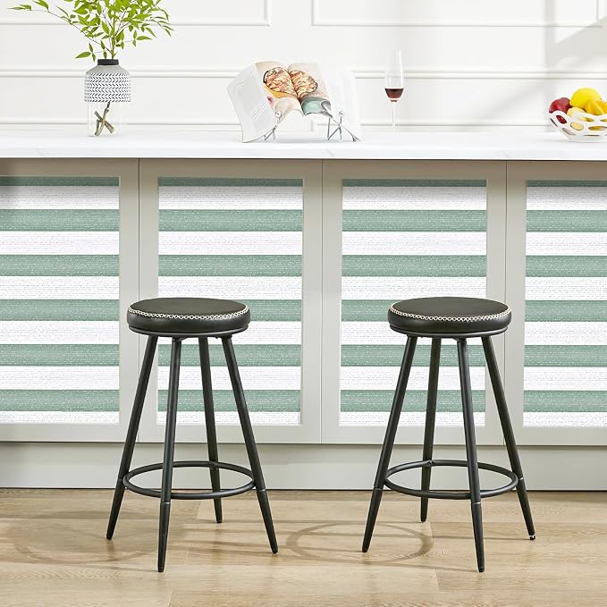Green Stripe Peel and Stick Wallpaper A Set of 15.7" x 236" Green and White Self-Adhesive Wallpaper Removable Waterproof Contact Paper for Cabinets,Bedroom,Nursery,Accent Wall - Image 2