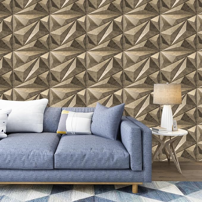 Art3dwallpanels 3D Wall Panels Diamond, PVC Antique Gold | 3D Raised Diamond Wall Tiles, Waterproof Fireproof, 12 Sheets Large Size Pack, Easy DIY Install for Bedroom Living Room Wall - Image 6