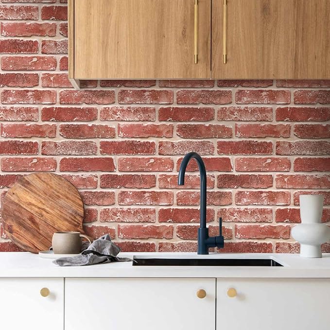 COMSTICKC 3D Peel and Stick Faux Brick Wall Panels for Quick DIY Wall Decor | Vintage Red, 10 Pcs 15.7" x 11.8", Not Real Brick, Lightweight PVC Decorative Wall Sticker for Wall Makeover,Cover 12.9 sq ft - Image 7