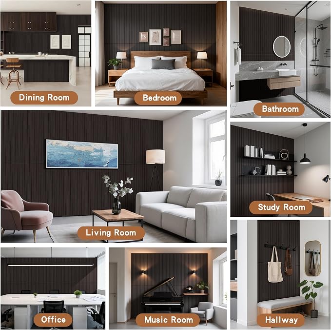 Acoustic Wall Panels,4 Pack 47.2”x23.6”x0.35” Sound Panels,Ebony | Simulated Wood Grain Finish Wall Panels,Decorative PVC Wood Veneer Soundproof Panels for Wall, High-Density Polyester Fiber - Image 7