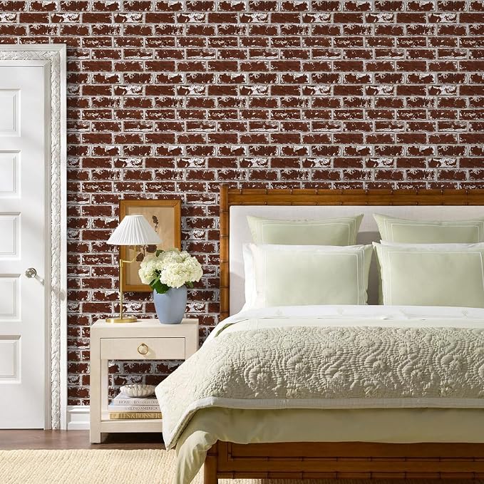 Commomy 3D Wall Panels Peel and Stick Faux Brick 10 Pcs 11.8" x 11.8" | Small Size Thin PVC Brick Wallpaper Tiles Backsplash for Kitchen,Bedroom,Living Room,Quick DIY Wall Decor(Covers 9.7 sq.ft) - Image 2