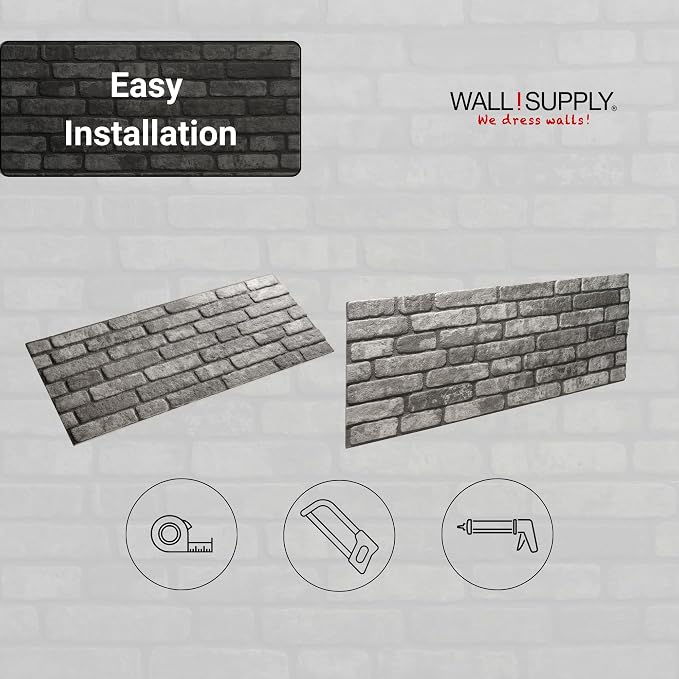 Wall!Supply 3D Wall Panels – Faux Brick, Anthracite Gray Weathered – Lightweight Foam (EPS) – Wallpaper Alternative – Easy DIY Installation – 4 Pack, Covers 25.84 Sq Ft | Lightweight EPS Foam, Wallpaper Alternative, Easy DIY Installation, Covers 25.84 ... - Image 6