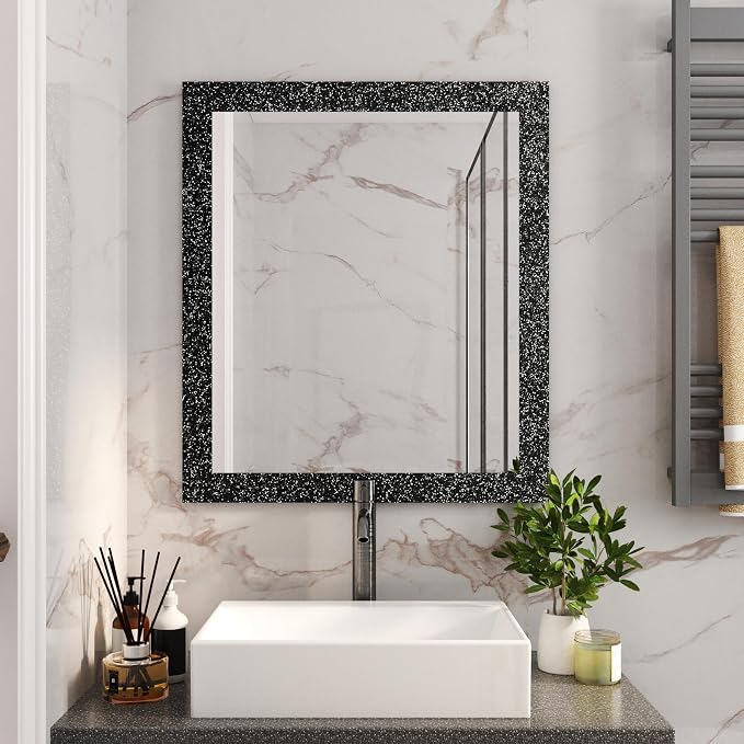 FunStick 3.9"x472" Black Glitter Border Wallpaper Peel and Stick Black Wallpaper Border Removable Wall Paper Borders Self Adhesive Glitter Contact Paper for Bedroom Bathroom Mirror Frame Borders Decor - Image 3