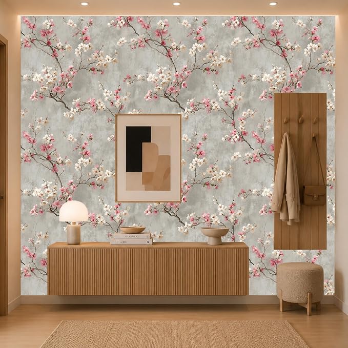 Dusty-Toned Branch Flower Removable Self-Adhesive Wallpaper for Bedroom & Living Room Decor 17.7×118 Inch,Waterproof Wall Covering for Accent Walls, Apartment, Nursery - Image 5