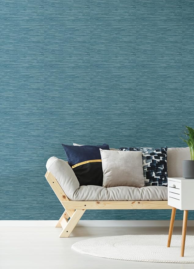 NuWallpaper Steel Blue Grassweave Peel & Stick Wallpaper, NU2874 - Image 3