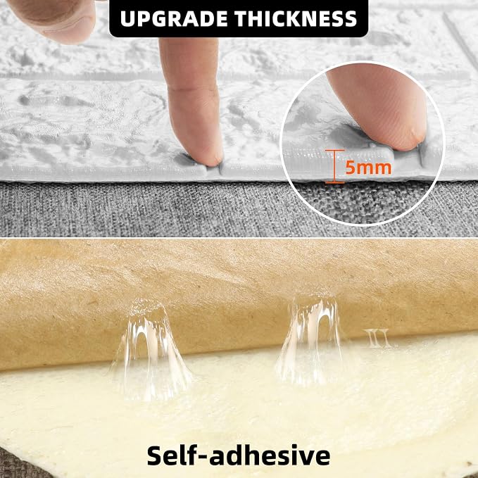 3D Wall Panels Peel and Stick Faux Foam Brick Wallpaper Covering | White 20 PCS 11.8"×11.8" Self Adhesive Stone Wall Tiles for DIY Interior Wall Decor - Image 6