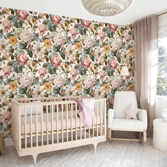 Orainege Vintage Floral Peel and Stick Wallpaper for Bedroom | 16.9inx118.1in Floral Contact Paper Self Adhesive Wallpapers for Bathroom Nursery Cabinets Decor Vinyl Roll - Image 6