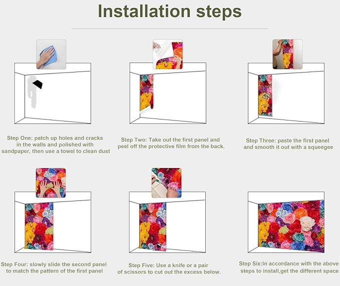 Floral Peel and Stick Wallpaper Multicolor Red Rose Wall Mural | 173"x108", Self Adhesive Canvas, for Bedroom Living Room Bathroom, Seamless, No overlapping - Image 6