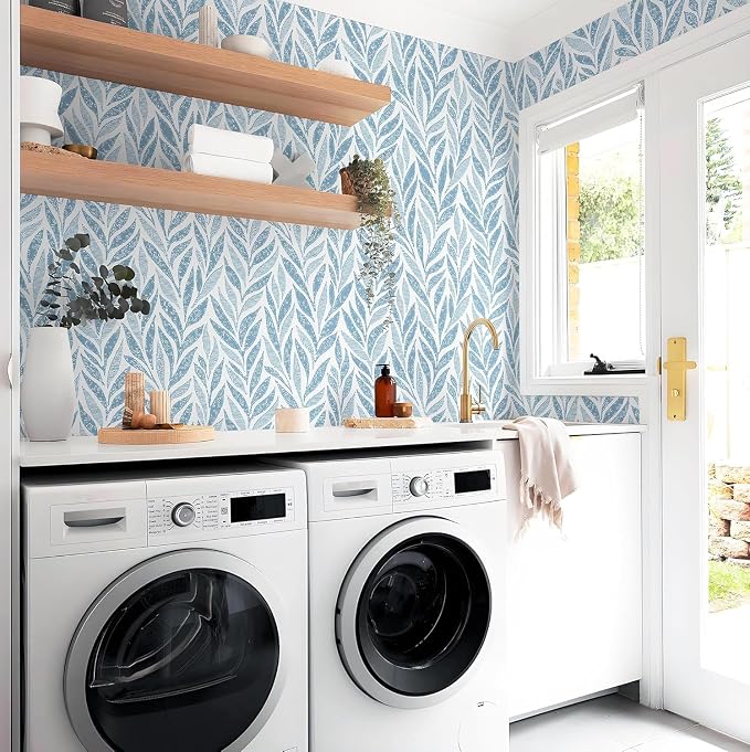 Safiyya 787"x17.3" Blue Peel and Stick Wallpaper Boho Contact Paper Modern Stick on Wallpaper for Bathroom Adhesive Kitchen Wall Paper Vinyl Rolls - Image 5