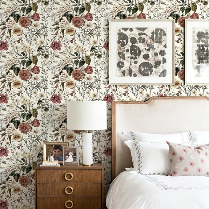 Livebor Vintage Floral Wallpaper Peel and Stick for Bathroom16.9 x 118.8" | Vintage Floral Contact Paper Flower Peel and Stick Wallpaper for Cabinets Waterproof Boho Self Adhesive Removable Decorative - Image 2