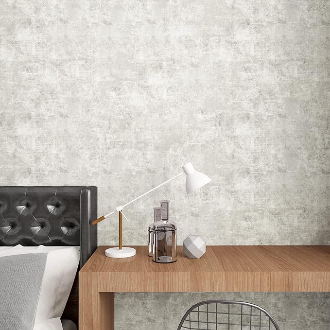 VEELIKE Distressed Concrete Wallpaper Peel and Stick Light Grey Limewash Wallpaper for Bedroom Living Room Accent Wall 24''x354'' Self Adhesive Removable Concrete Look Wall Paper for Bathroom Renters - Image 5