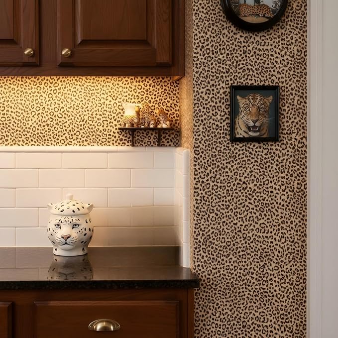 Drydiet Leopard Print Wallpaper Peel and Stick Contact Paper 15.8 x 1500 | Self Adhesive, Cheetah Print Design, Easy Apply Remove, Wall Sticker for Home Locker Dorm Classroom Living Room Decor - Image 6