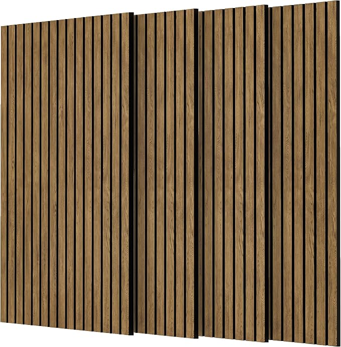 4 Pack 47.2×23.6 Inch Decorative Acoustic Wall Panels | Dark Walnut, 0.4" Thick, Polyester Fiber Core with Wood Veneer, Easy to Cut and Install,covers 46 sq.ft by 100PolyesterAcousticPanel