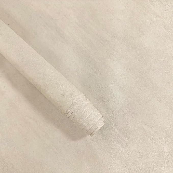 Cream Limewash Peel and Stick Wallpaper 24'' x 197'' Natural Concrete Contact Paper Beige Self Adhesive Wall paper Waterproof Matte Ivory Faux Marble Vinyl for Counter Bedroom Cabinet Living Room - Image 2