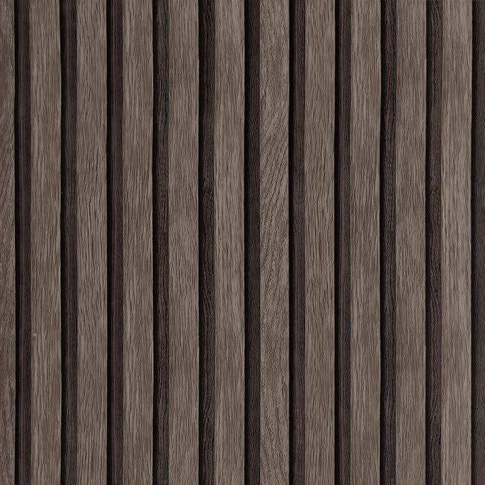 Yun-aeon Natural Wood - Dark Brown Slats Peel and Stick Wallpaper for Wall | 17.3"x 160" Self-Adhesive Waterproof Vinyl Removable Wall Paper for Wall Decor Bedroom by YUN-aeonPeelandStickWall