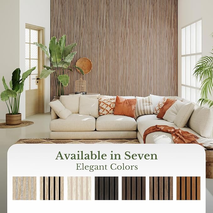 MISSDAY Wood Slat Acoustic Wall Panels, 2 Packs 94.5" x 12.6" Walnut Soundproof Panel For Interior Wall Decor Noise Absorbing-3D Textured Wooden Panel Sound-Absorbing for Home, Office, Studio - Image 8